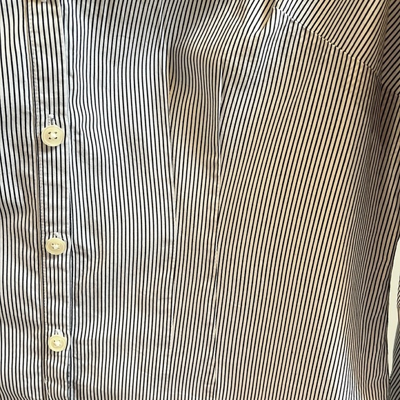 100% cotton dark blue striped, fitted LOFT button down, size 4P - Picture 3 of 4